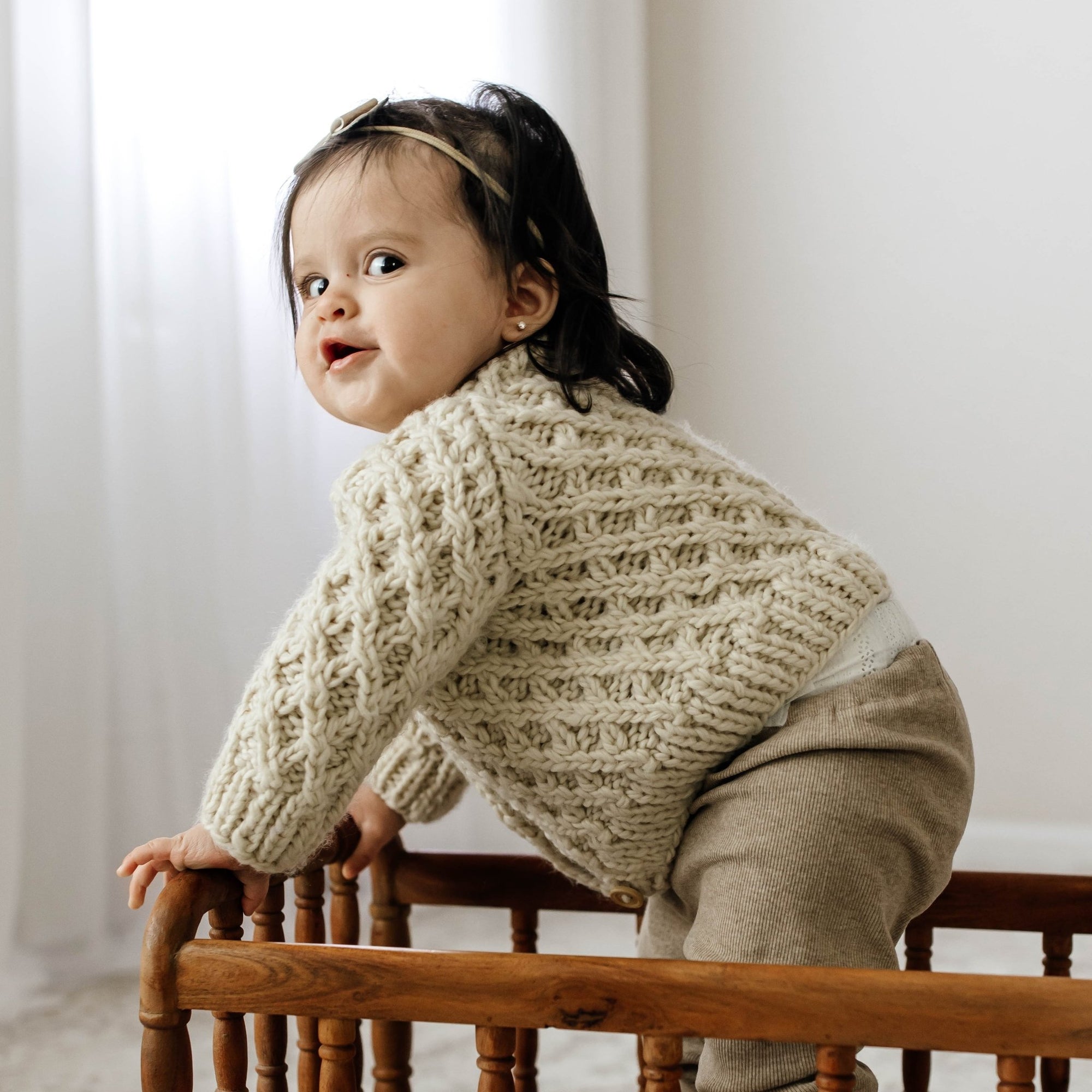 Waffle Cardigan Sweater Natural - Sweaters
