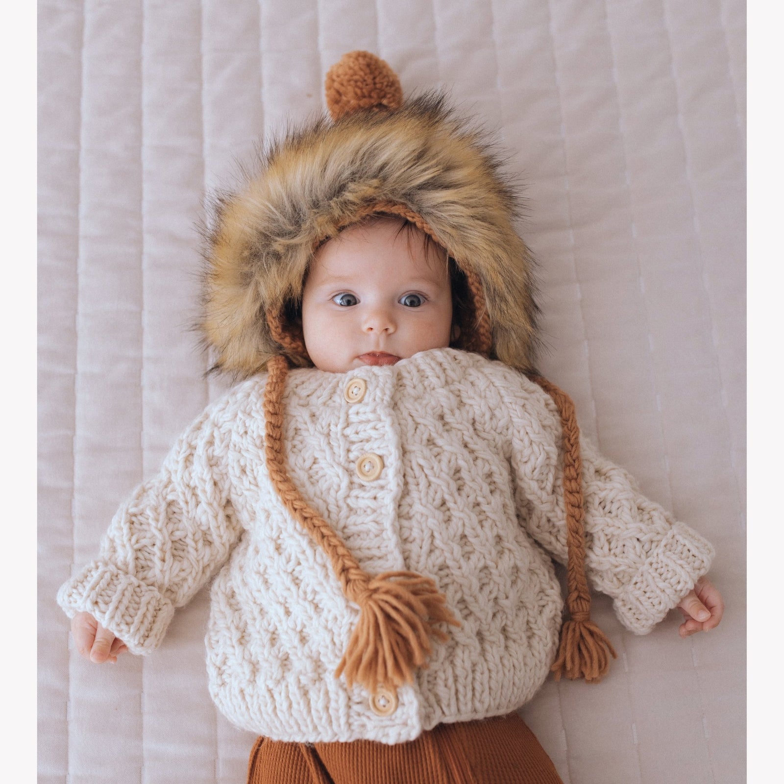 Waffle Cardigan Sweater Natural - Sweaters