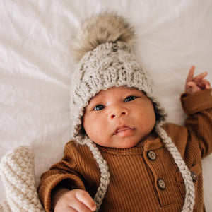 Aspen Oatmeal Cable Knit Bonnet for Babies, Toddlers & Kids - Beanie Hats