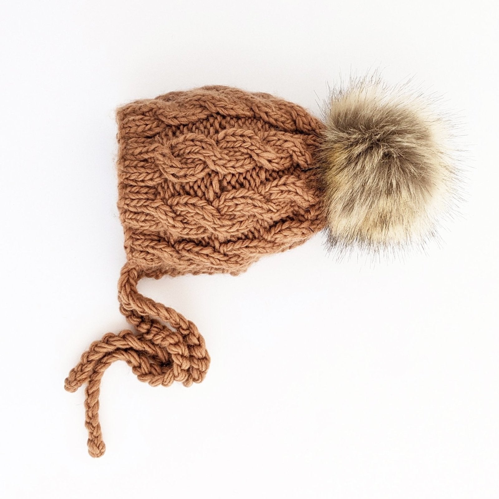 Aspen Pecan Cable Knit Bonnet for Babies, Toddlers & Kids - Beanie Hats