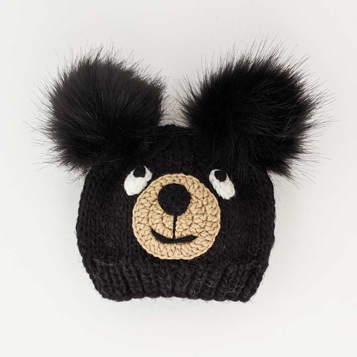 Black Bear Knit Beanie Hat - Beanie Hats