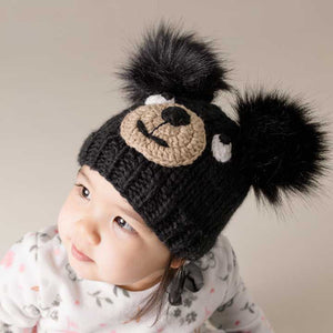 Black Bear Knit Beanie Hat - Beanie Hats