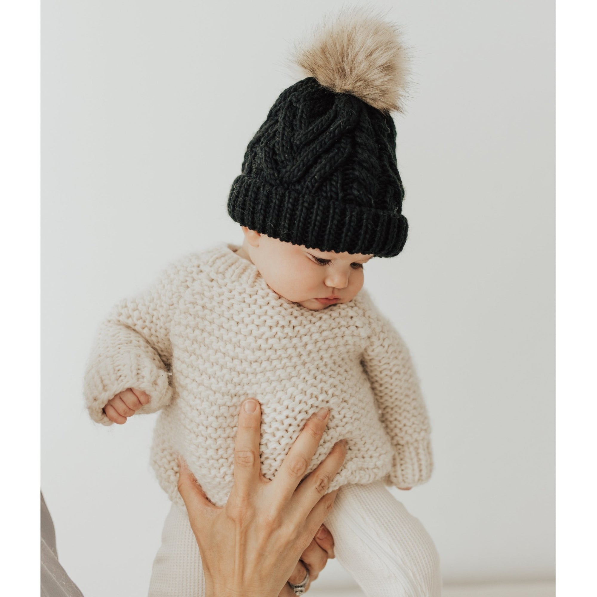 Black Pop Pom Pom Beanie Hat - Beanie Hats