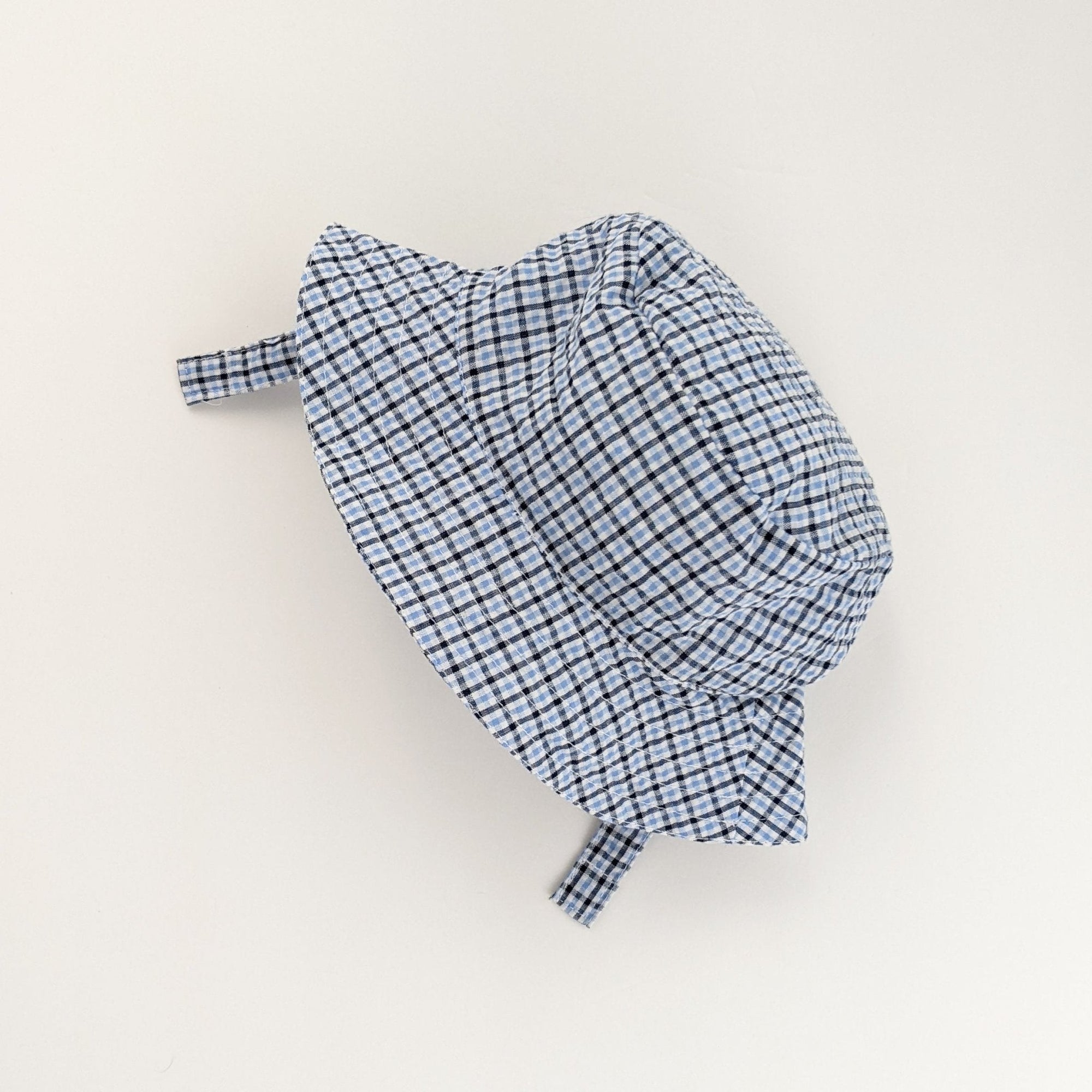 Blue Plaid UPF 25+ Seersucker Bucket Hat for Babies and Toddlers - Sunhat