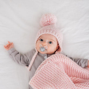 Blush Garter Stitch Knit Bonnet - Beanie Hats