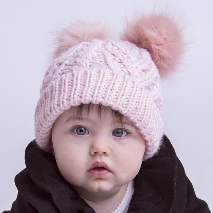Blush Pink Fluffer Beanie Hat for Babies, Toddlers & Kids - Huggalugs