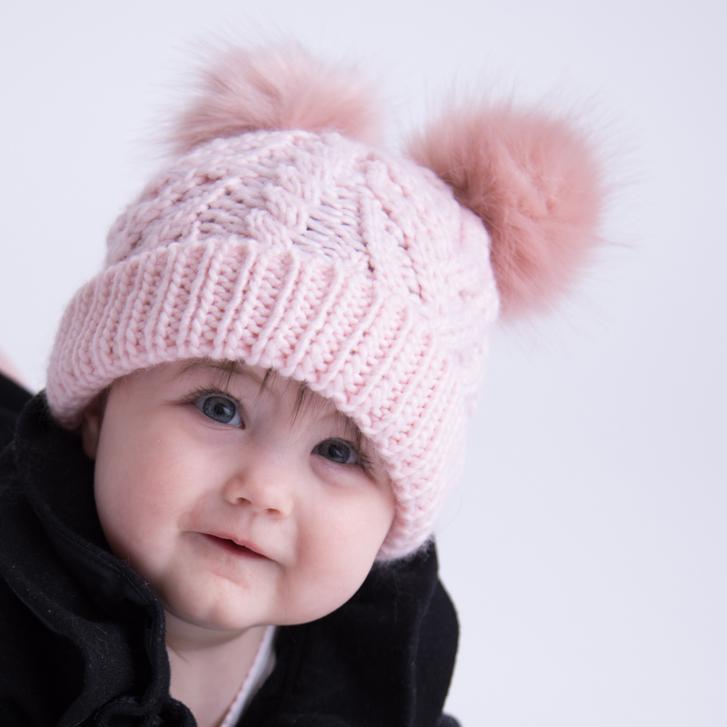 Blush Pink Fluffer Beanie Hat for Babies, Toddlers & Kids - Beanie Hats