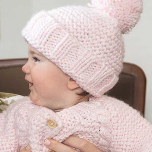 Blush Pink Garter Stitch Beanie Hat - Beanie Hats