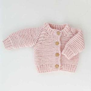 Blush Pink Garter Stitch Cardigan Sweater - Sweaters