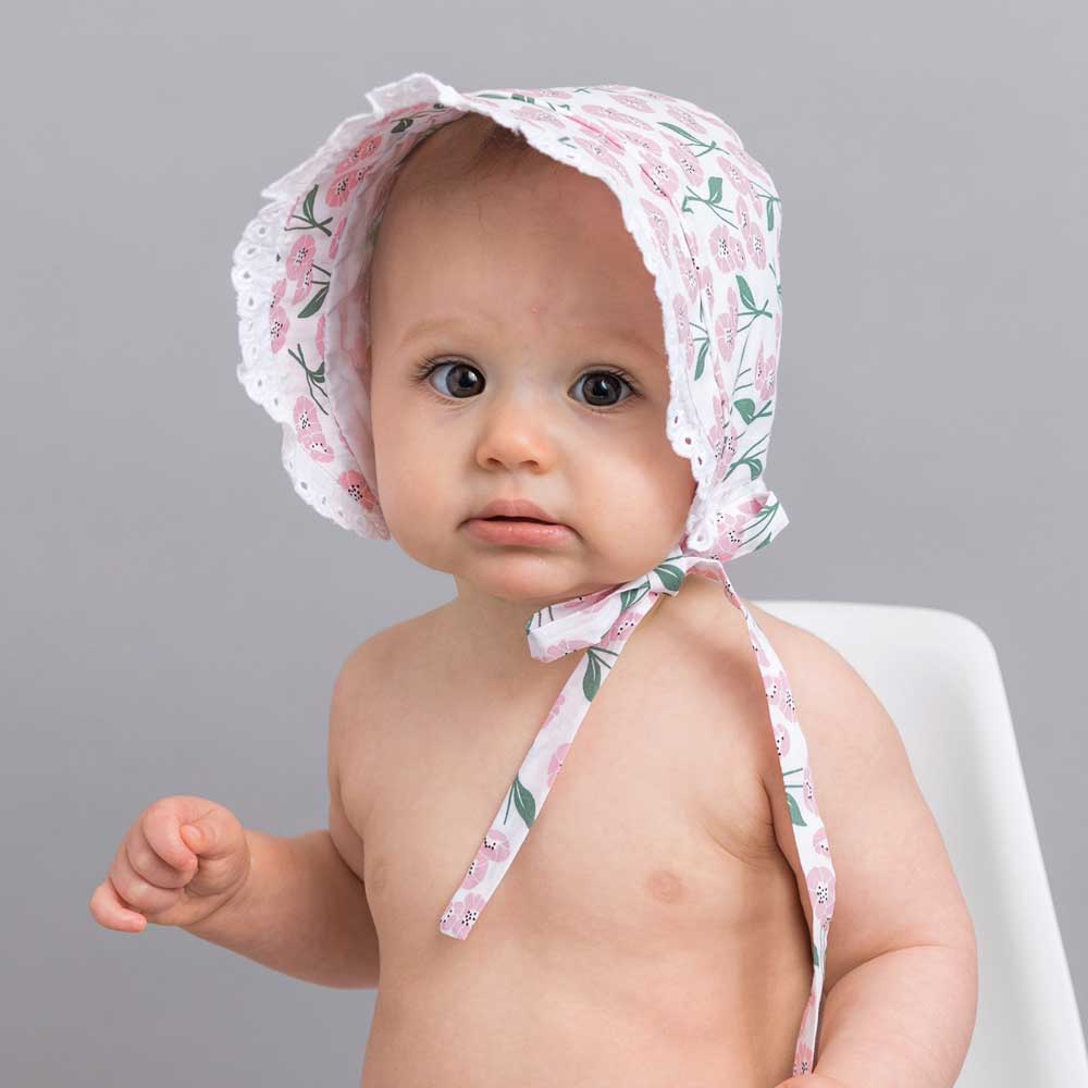 Blush Pink Poppy Bonnet UPF 25+ - bonnets