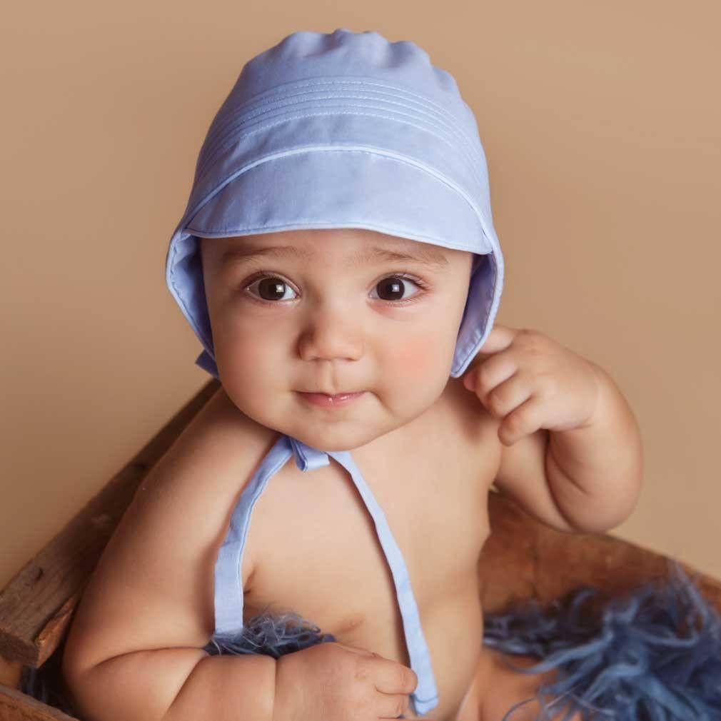 Boys Solid Blue Bonnet - bonnets