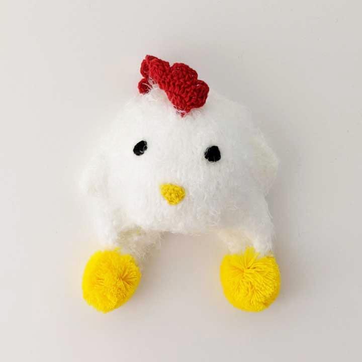 Huggalugs Baby and Toddler Childrens White Chicken Beanie Hat L