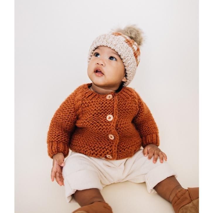 Chili Garter Stitch Cardigan Sweater - Sweaters