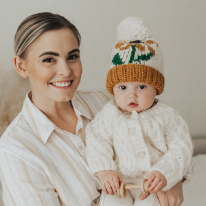 Coneflower Gold Hand Knit Beanie Hat - Beanie Hats