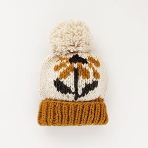 Coneflower Gold Hand Knit Beanie Hat - Beanie Hats