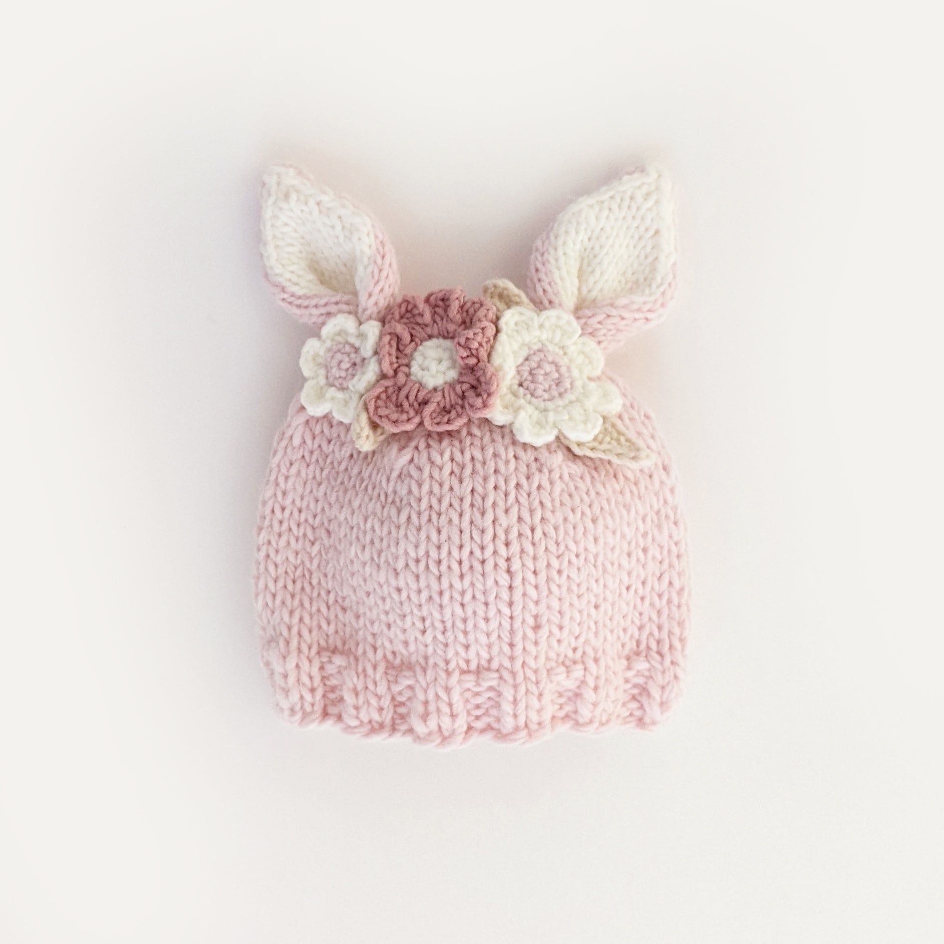 Flower Bunny Beanie Blush Ships 1/1-1/30 - Beanie Hats