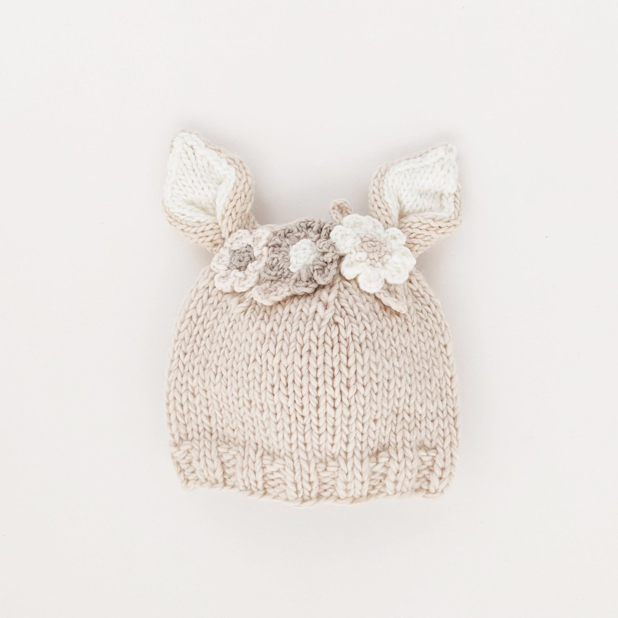 Flower Bunny Beanie Natural - Beanie Hats