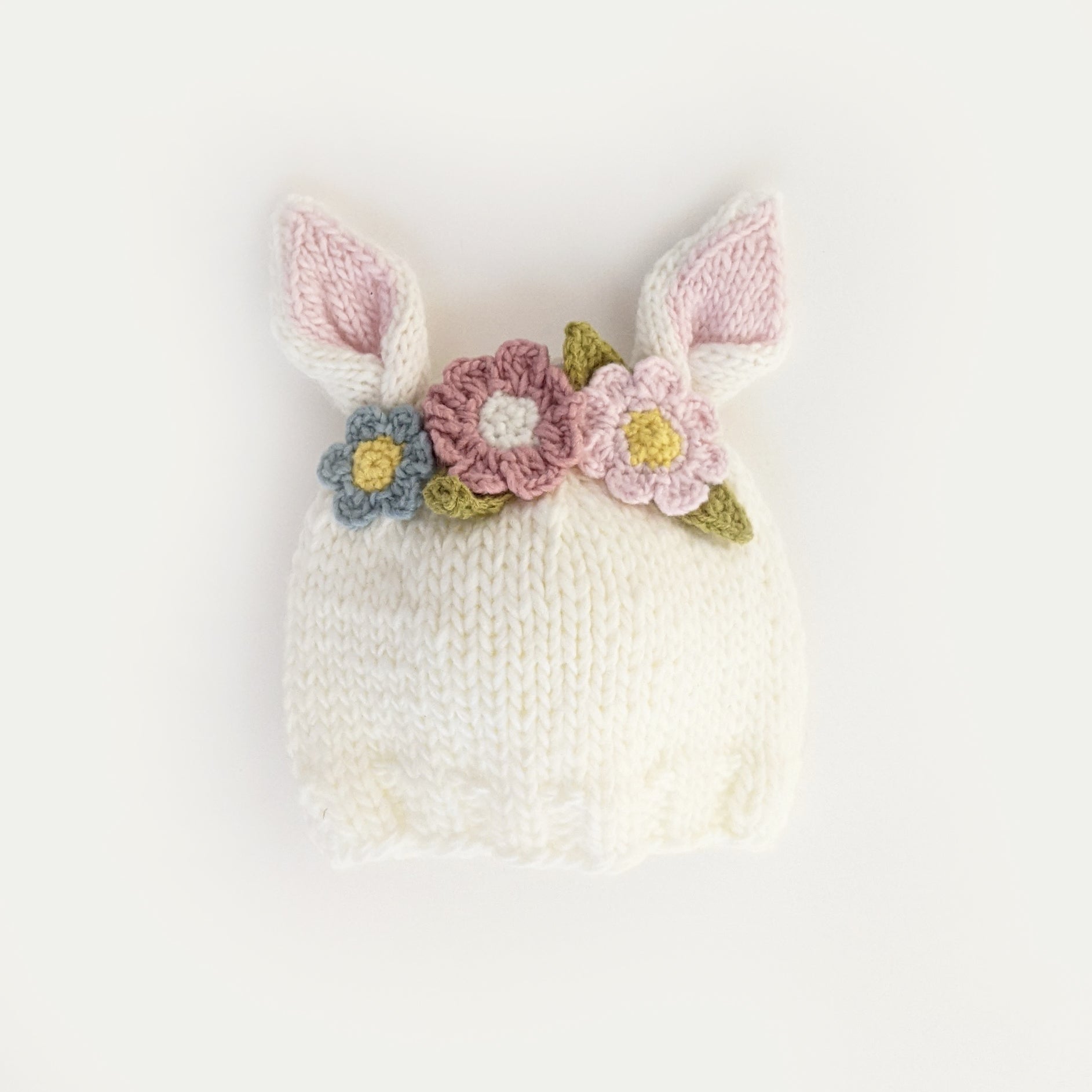 Handmade Ivory Cream White Multicolor Floral Rose Winter Knit Soft Beanie Hat Embroidered Beanies | Cozy Craftsmanship by Rumoon Handmade main image 3