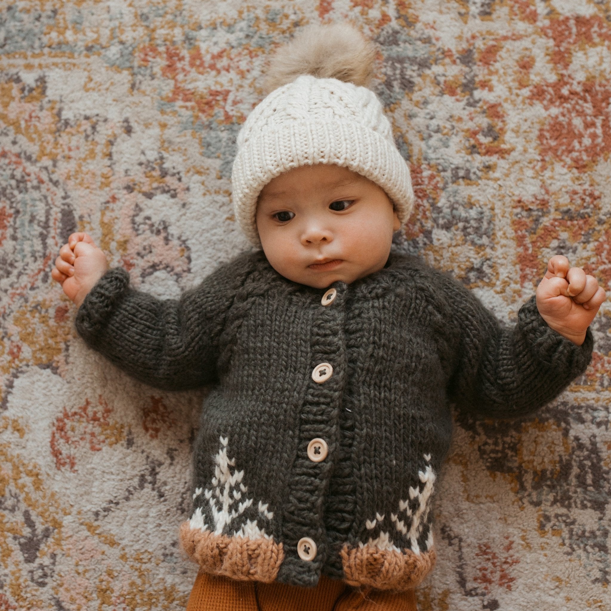 Huggalugs Cardigan Sweater- Latte