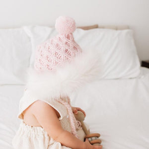 Fur Bonnet in Blush Pink for Babies, Toddlers & Kids - Beanie Hats