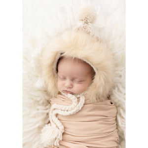 Fur Bonnet in Natural - Beanie Hats