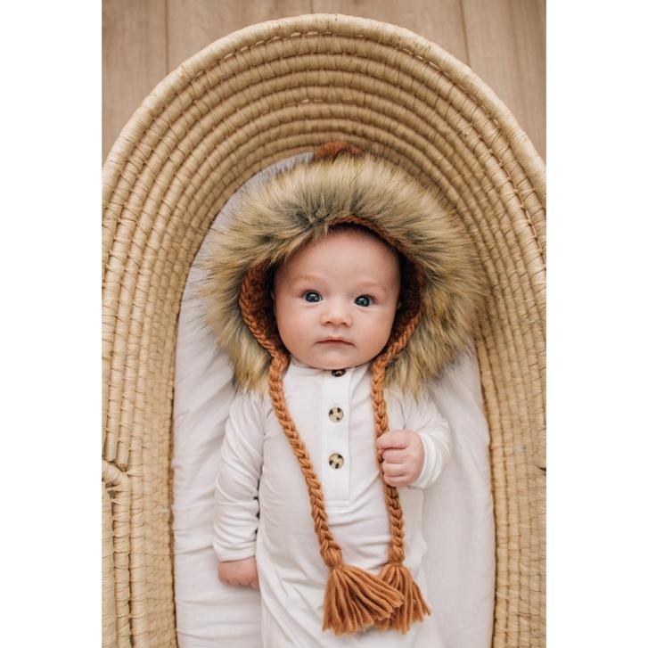 Fur Bonnet in Pecan for Babies, Toddlers &amp; Kids - Beanie Hats