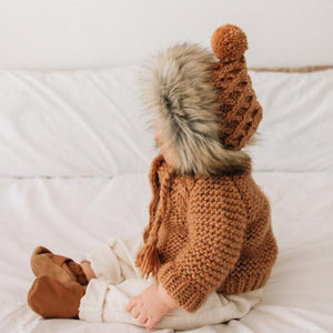 Fur Bonnet in Pecan for Babies, Toddlers & Kids - Beanie Hats