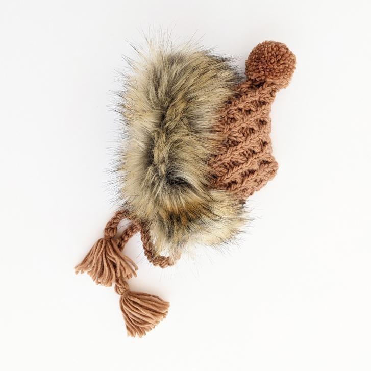 Fur Bonnet in Pecan for Babies, Toddlers & Kids - Beanie Hats