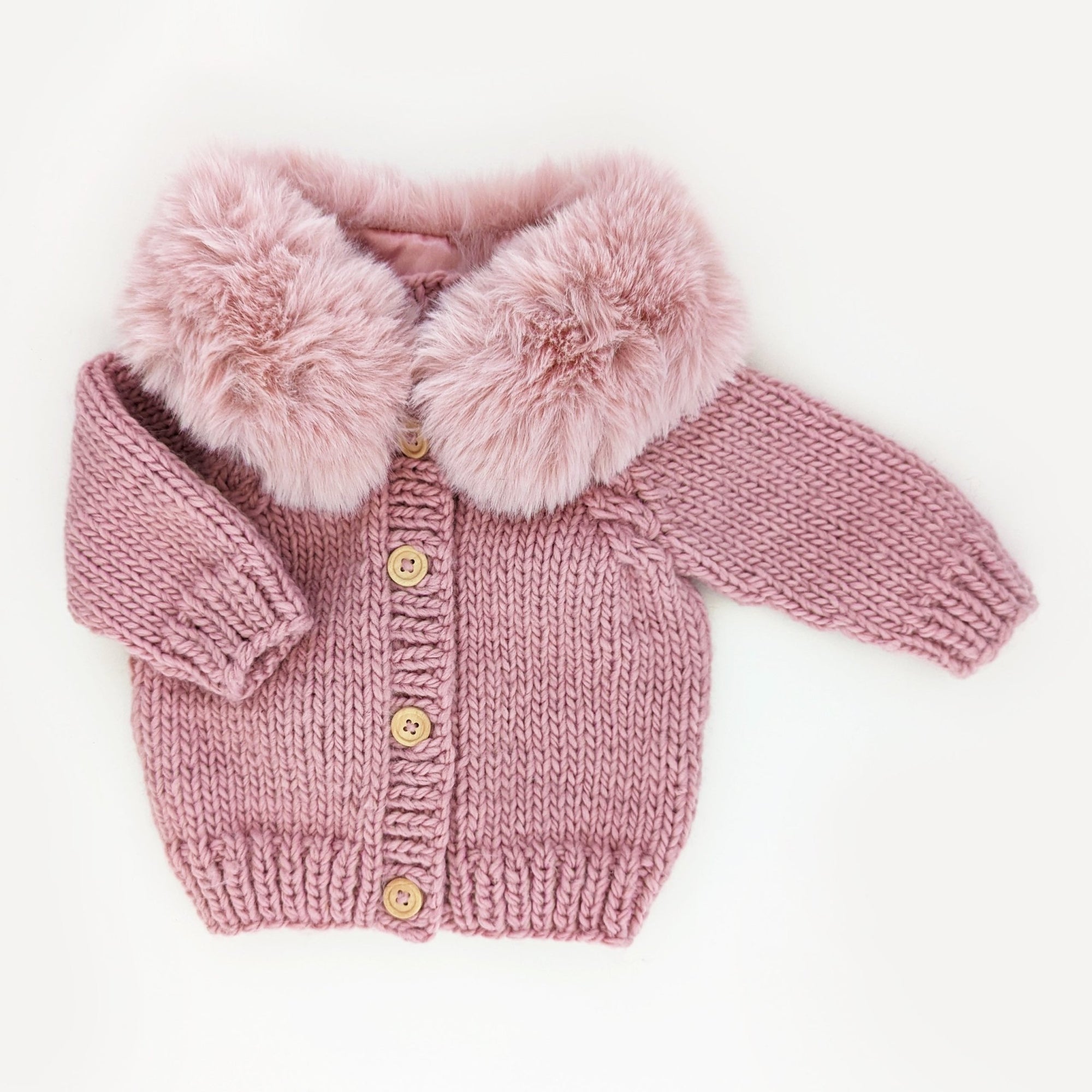 Fur Collar Rosy Cardigan Sweater for Baby & Toddler - Sweaters