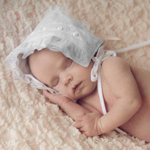 Girls White Ribbon Bonnet - bonnets