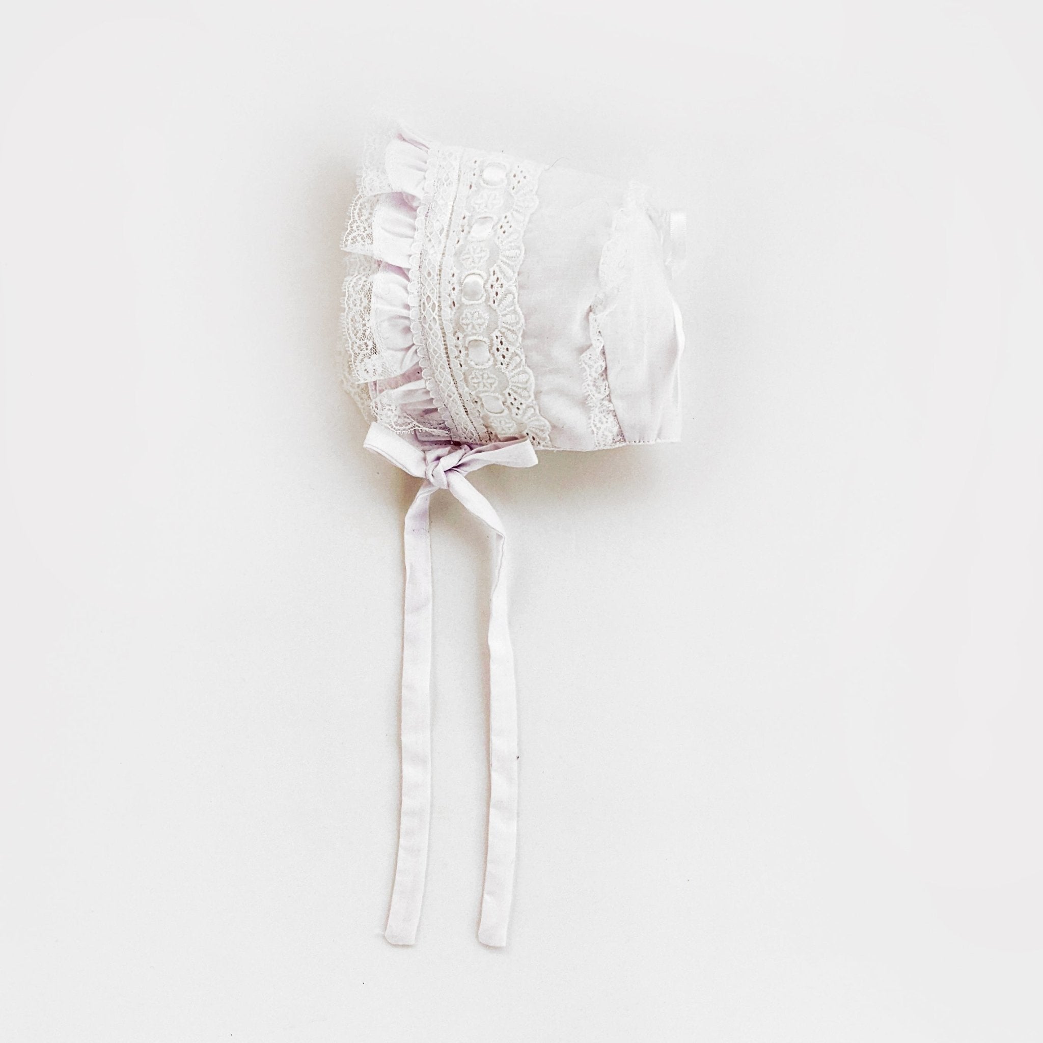 Girls White Ribbon Bonnet for Infants & Toddlers - Huggalugs