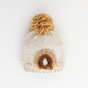 Gold Rainbow Knit Beanie Hat - Beanie Hats