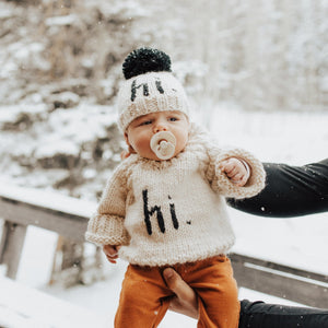 hi. Black Hand Knit Beanie Hat - Beanie Hats