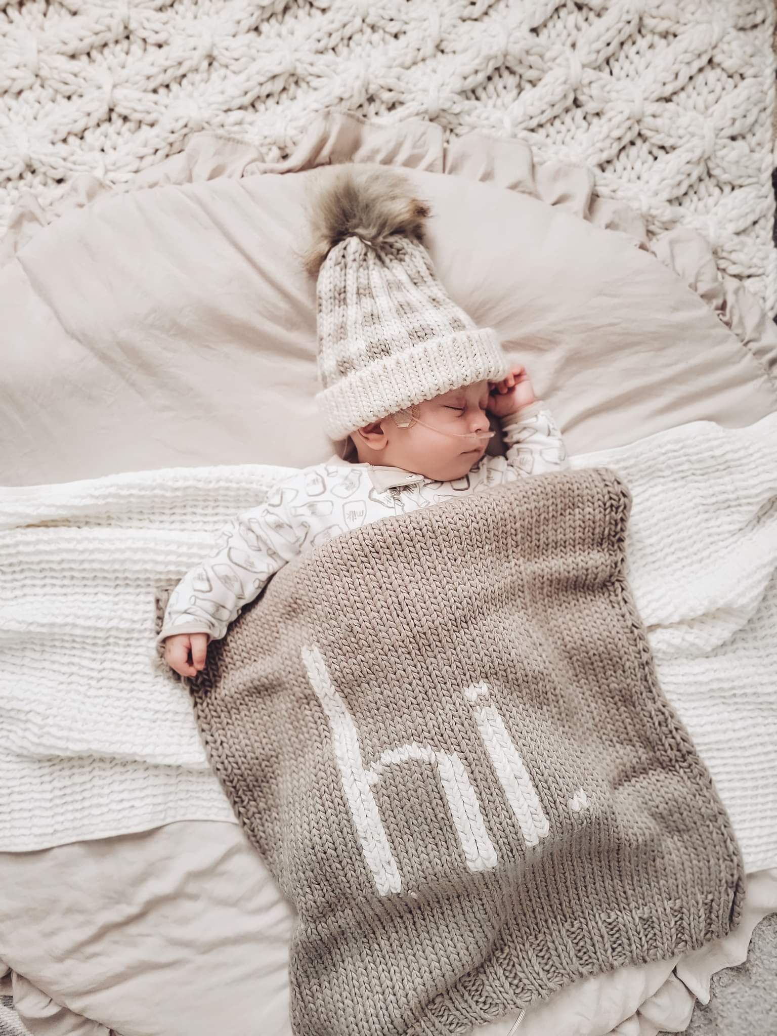 hi. Hand Knit Blanket Pebble - Swaddling & Receiving Blankets