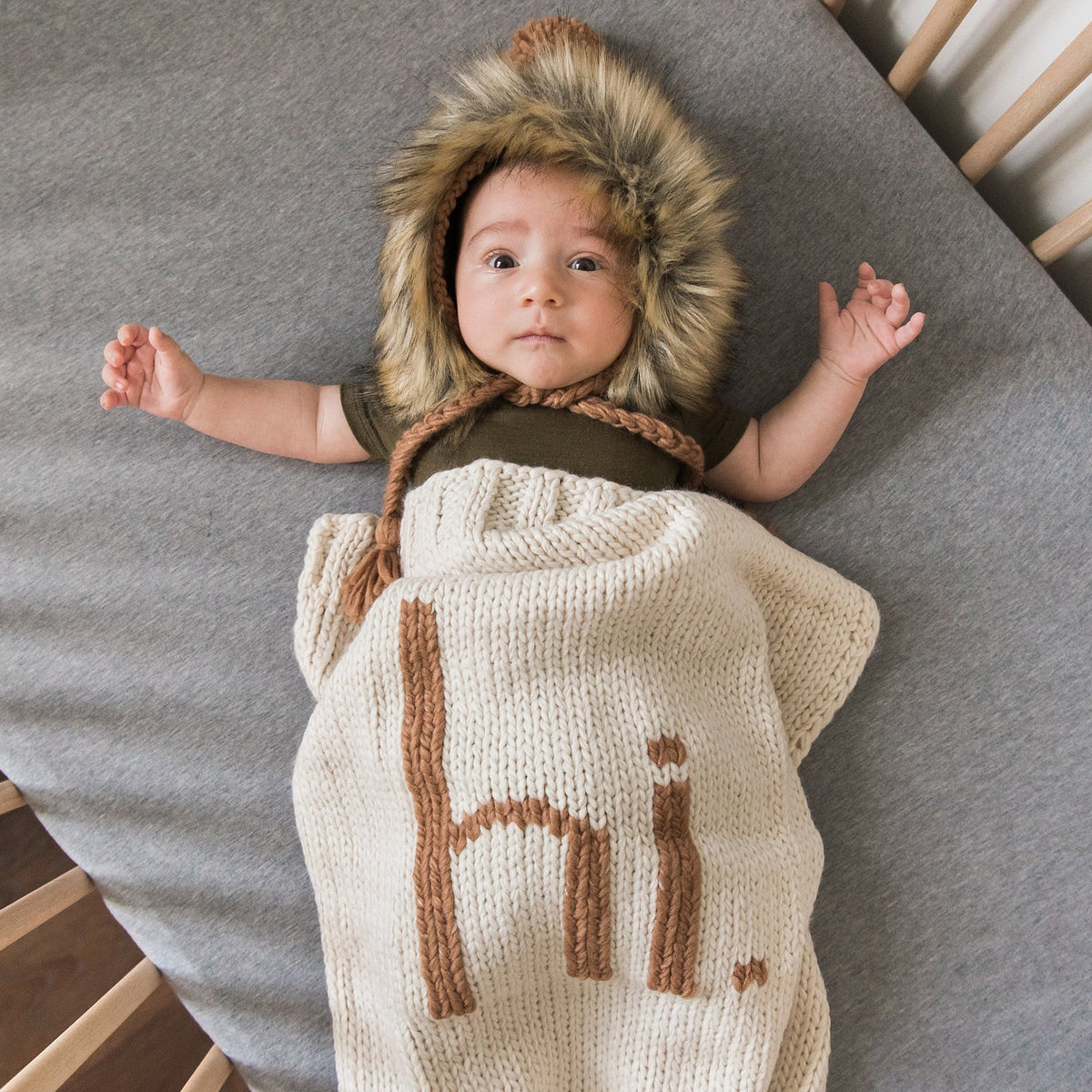 hi. Hand Knit Blanket Pecan - Swaddling &amp; Receiving Blankets