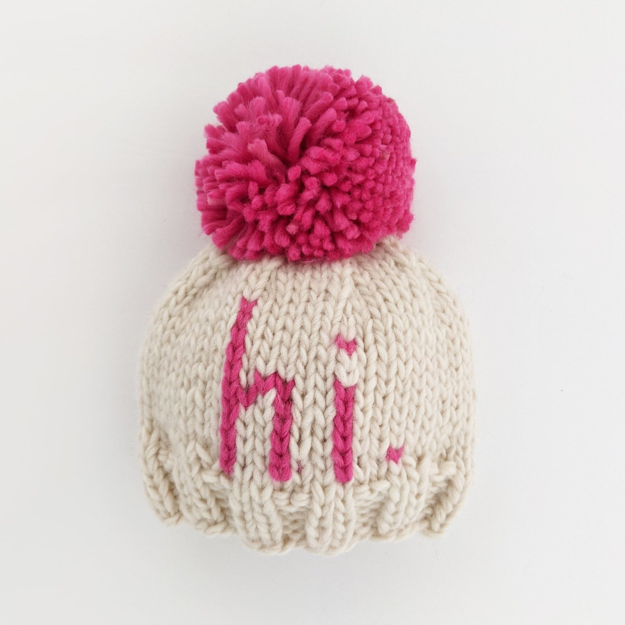 hi. Neon Pink Hand Knit Beanie Hat - Beanie Hats