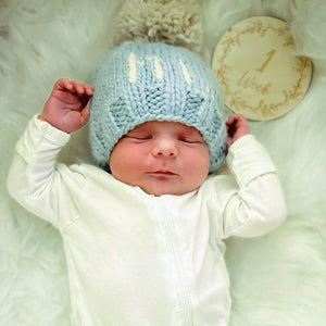 hi. Surf Blue Hand Knit Beanie Hat - Beanie Hats