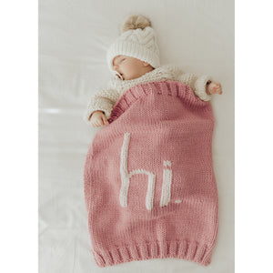 hi. Hand Knit Blanket Rosy Pink