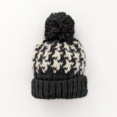 Houndstooth Hand Knit Beanie Hat - Huggalugs