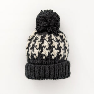 Houndstooth Hand Knit Beanie Hat - Beanie Hats