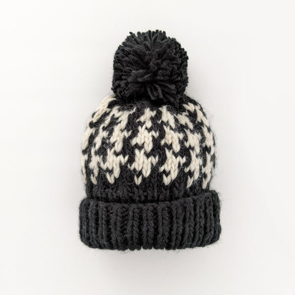 Houndstooth Hand Knit Beanie Hat - Huggalugs