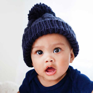 Indigo Cable Knit Beanie Hat - Beanie Hats