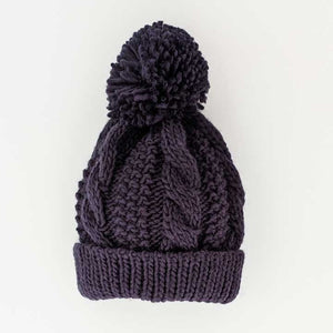Indigo Cable Knit Beanie Hat - Beanie Hats