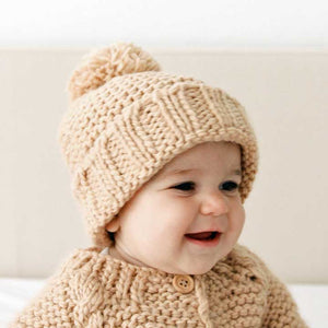 Latte Garter Stitch Beanie Hat for Babies and Toddlers - Beanie Hats