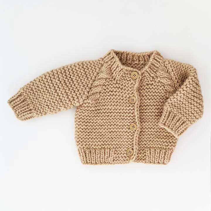 Latte Garter Stitch Cardigan Sweater for Babies and Toddlers - Sweaters