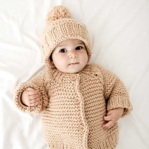 Latte Garter Stitch Cardigan Sweater for Babies and Toddlers - Sweaters