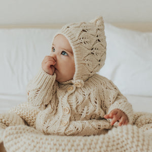 Leaf Lace Bonnet Natural - Beanie Hats