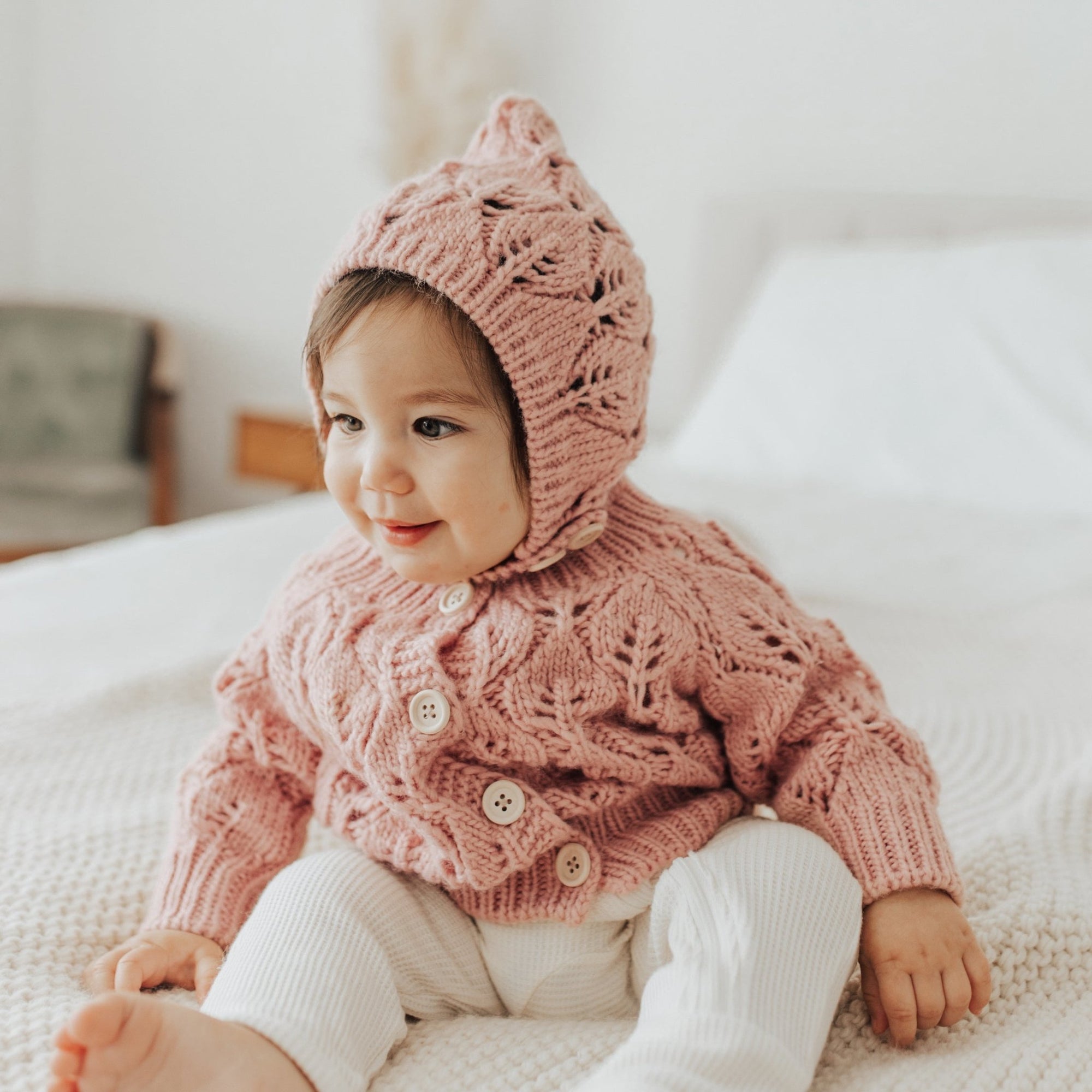 Leaf Lace Bonnet Rosy - Beanie Hats