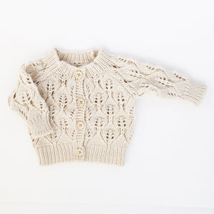 Leaf Lace Cardigan Sweater Natural - Sweaters