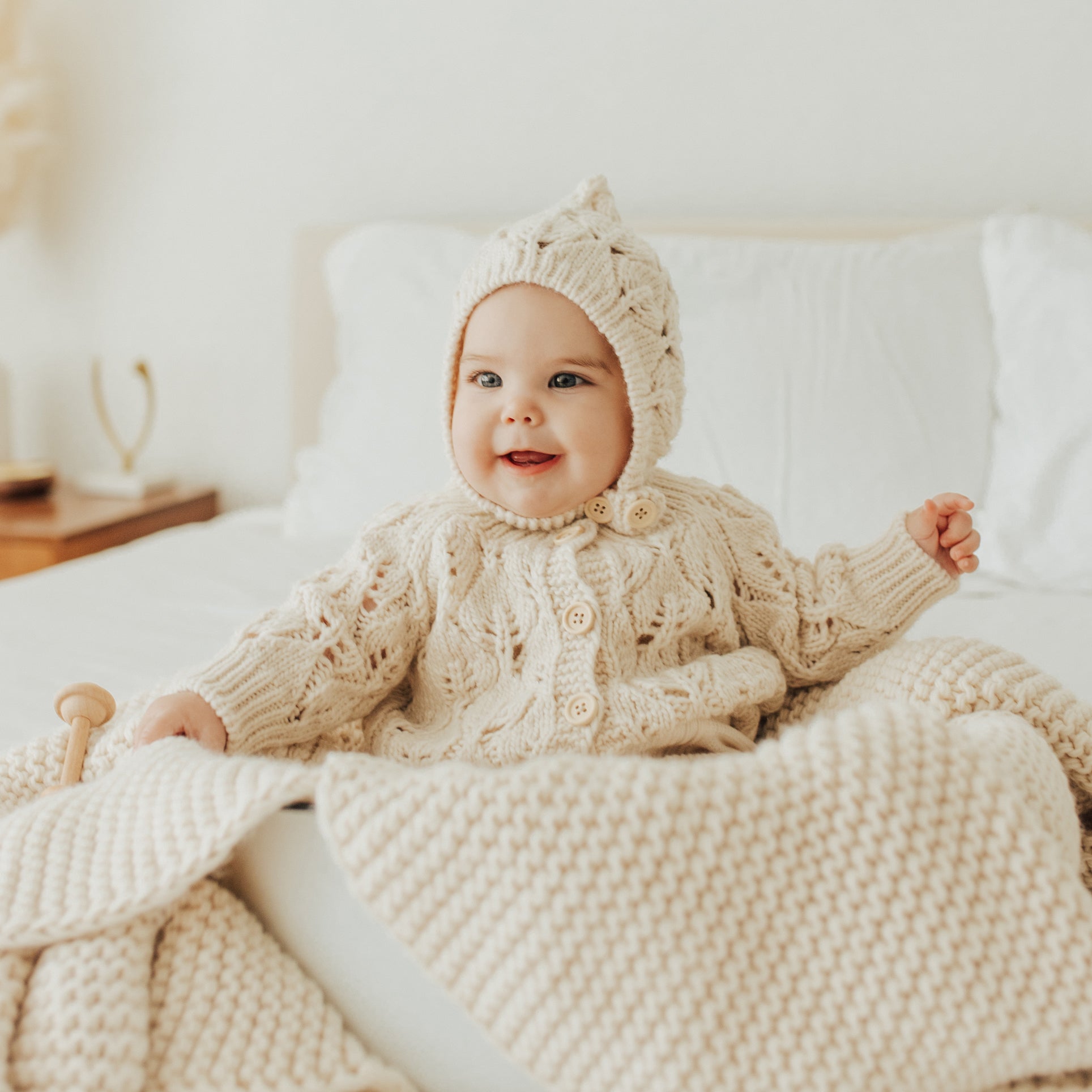 Leaf Lace Cardigan Sweater Natural - Sweaters